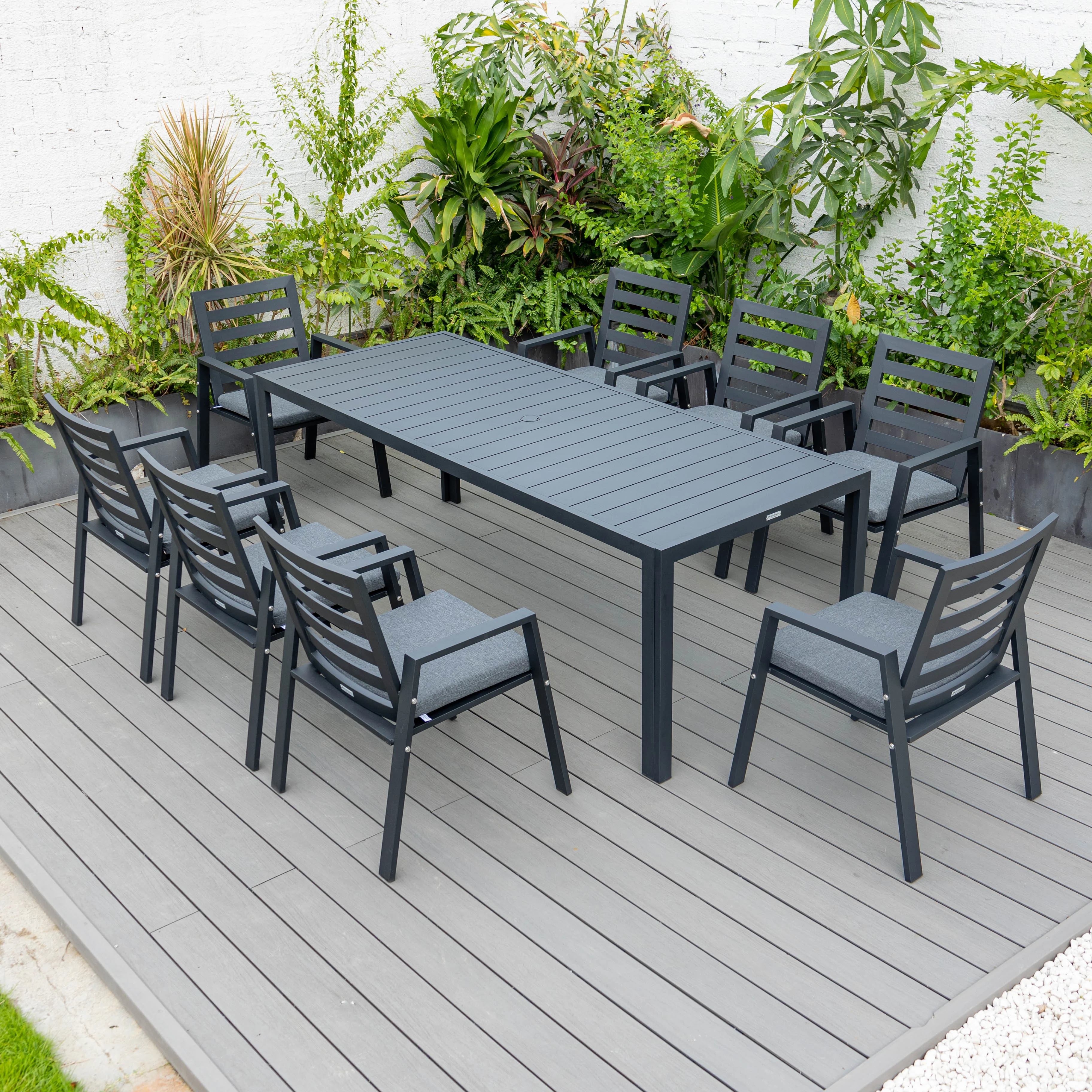 Chelsea Aluminum Outdoor 87" Dining Table in Black
