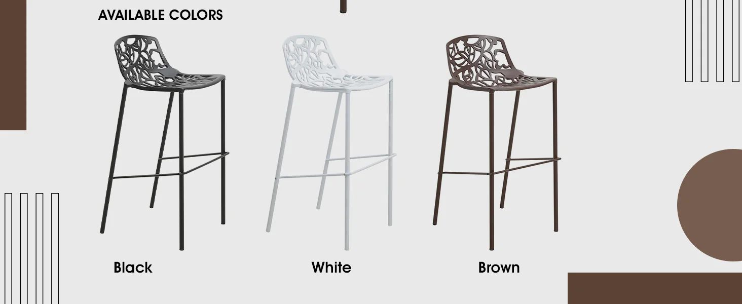 Devon Mid-Century Modern Aluminum Bar Stool with Powder Coated Frame and Footrest