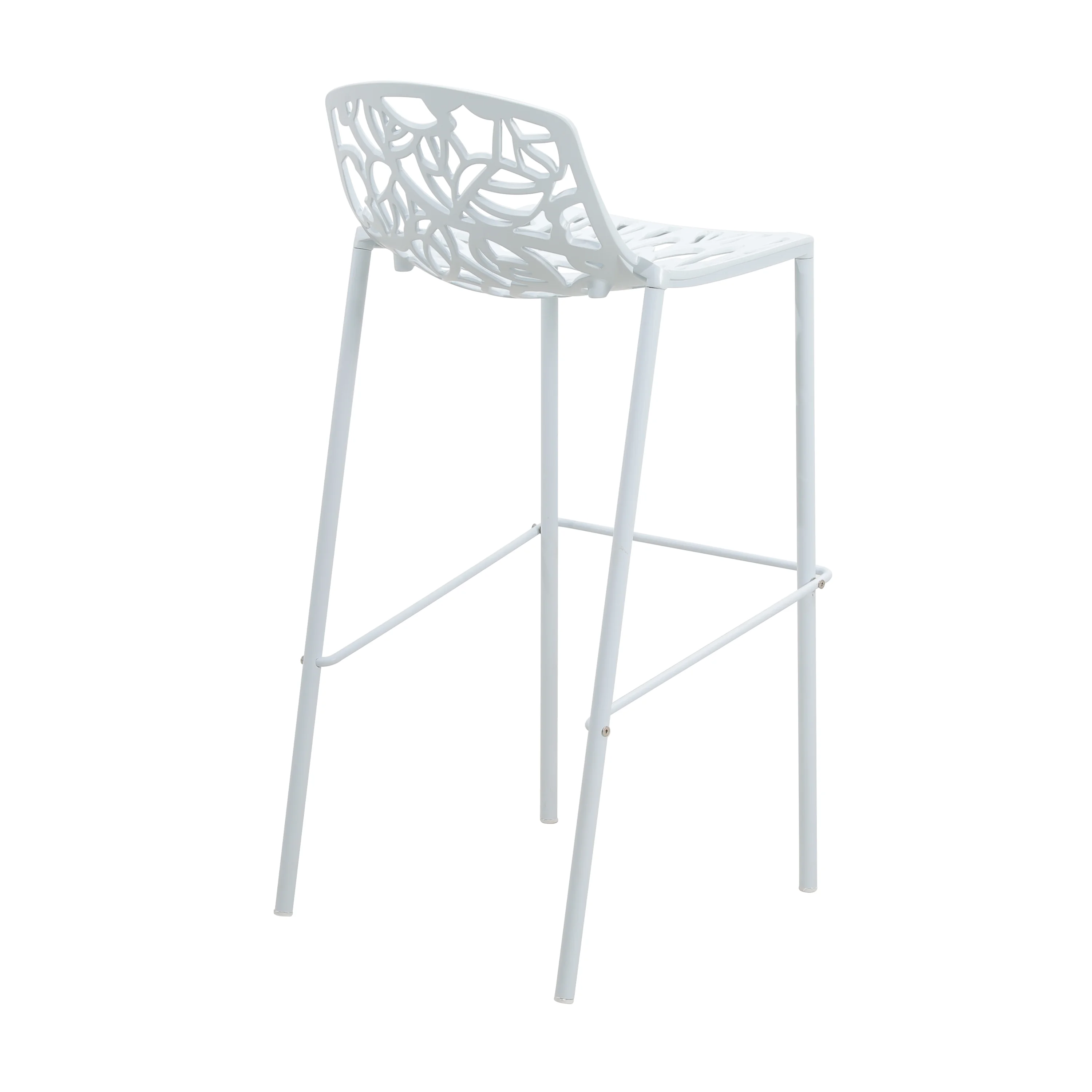 Devon Mid-Century Modern Aluminum Bar Stool with Powder Coated Frame and Footrest