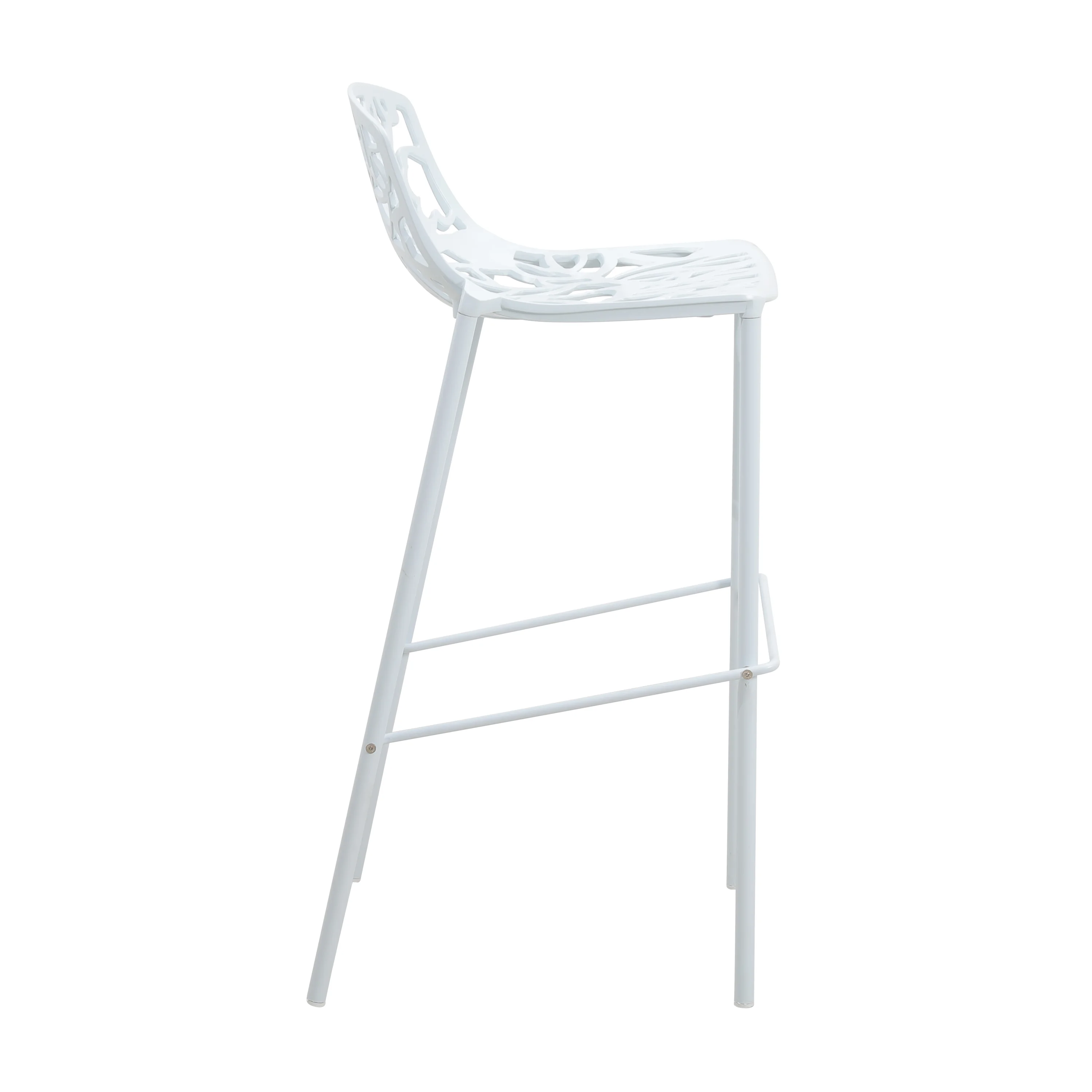 Devon Mid-Century Modern Aluminum Bar Stool with Powder Coated Frame and Footrest