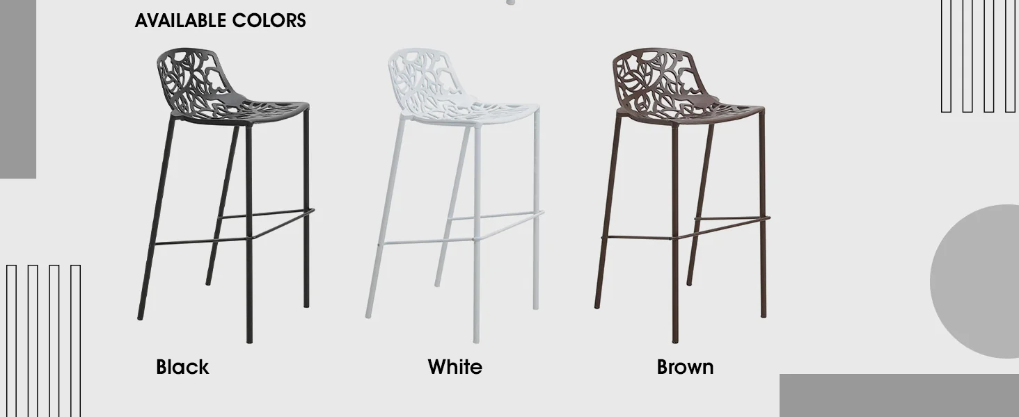 Devon Mid-Century Modern Aluminum Bar Stool with Powder Coated Frame and Footrest