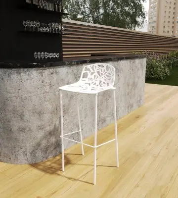 Devon Mid-Century Modern Aluminum Bar Stool with Powder Coated Frame and Footrest