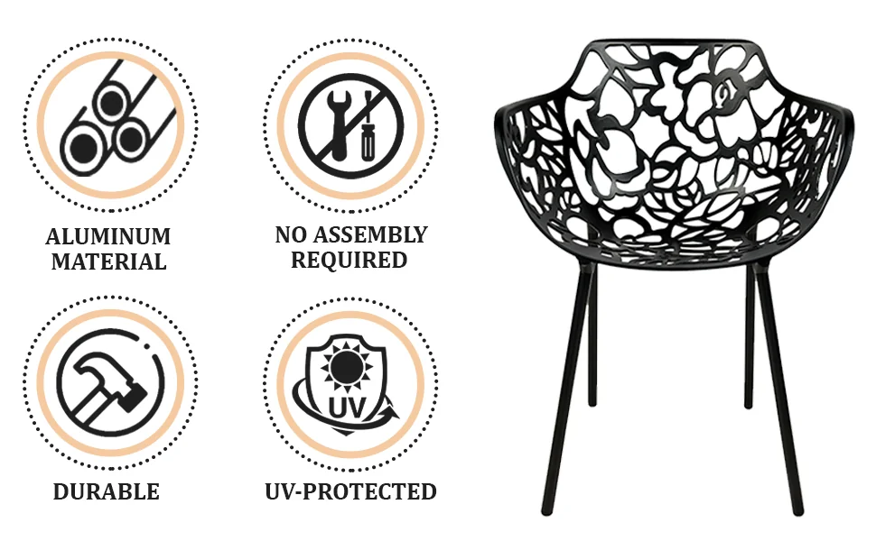 Modern Devon Aluminum Armchair, Set of 2