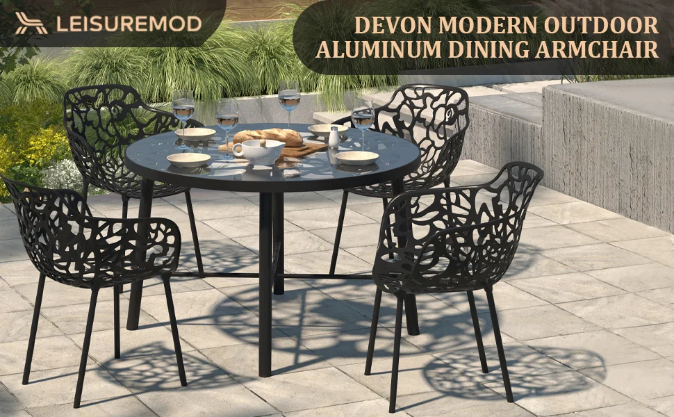 Modern Devon Aluminum Armchair, Set of 4