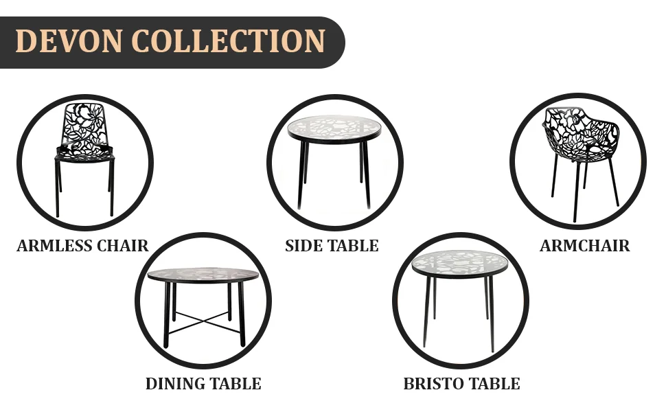 Modern Devon Aluminum Armchair, Set of 4