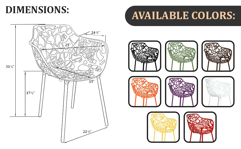 Modern Devon Aluminum Armchair, Set of 4