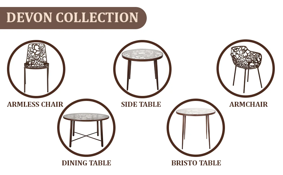 Modern Devon Aluminum Armchair, Set of 2