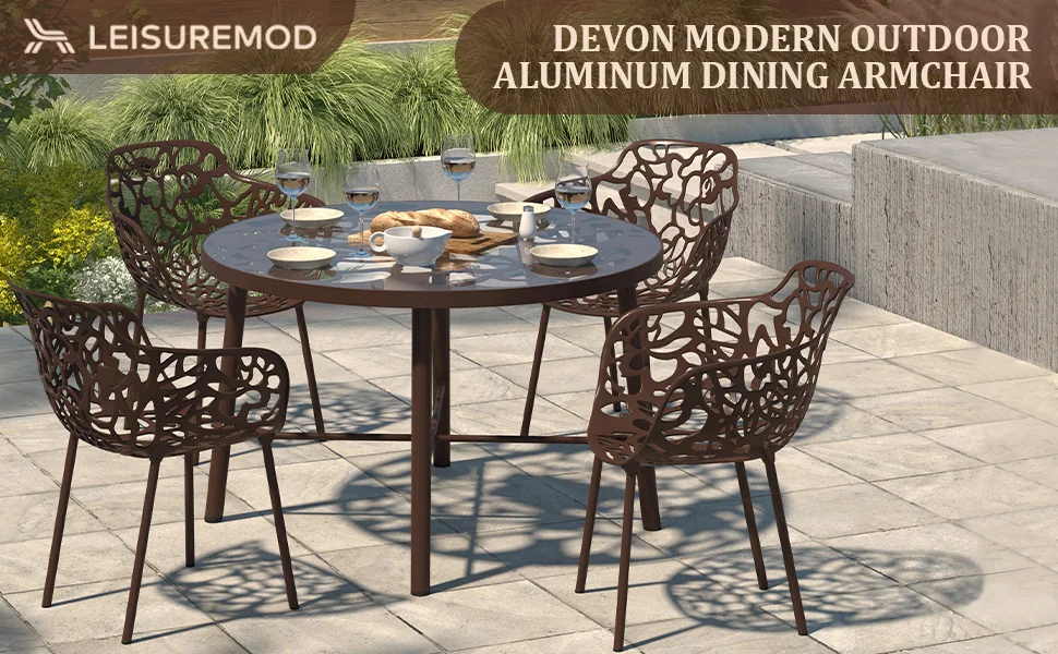 Modern Devon Aluminum Armchair, Set of 4