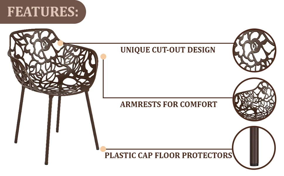 Modern Devon Aluminum Armchair, Set of 4