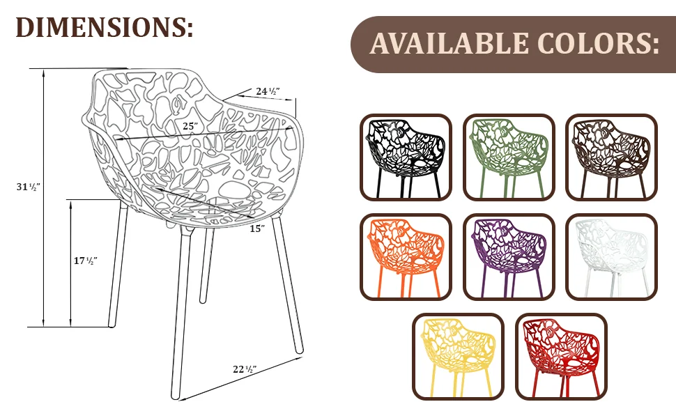 Modern Devon Aluminum Armchair, Set of 4