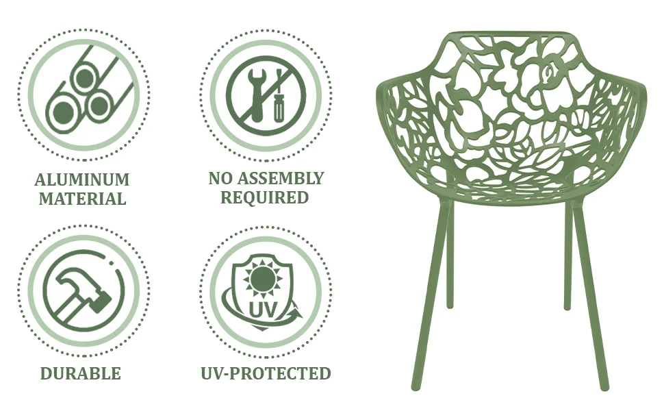 Modern Devon Aluminum Armchair, Set of 2