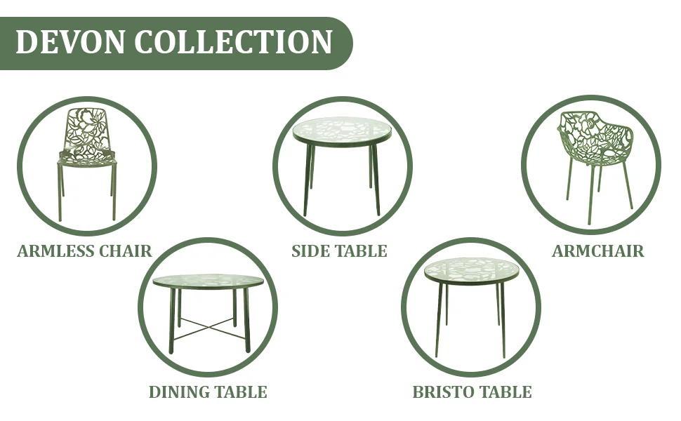 Modern Devon Aluminum Armchair, Set of 4