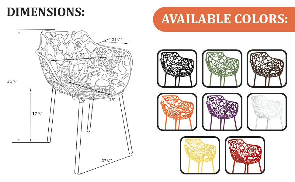 Modern Devon Aluminum Armchair, Set of 4