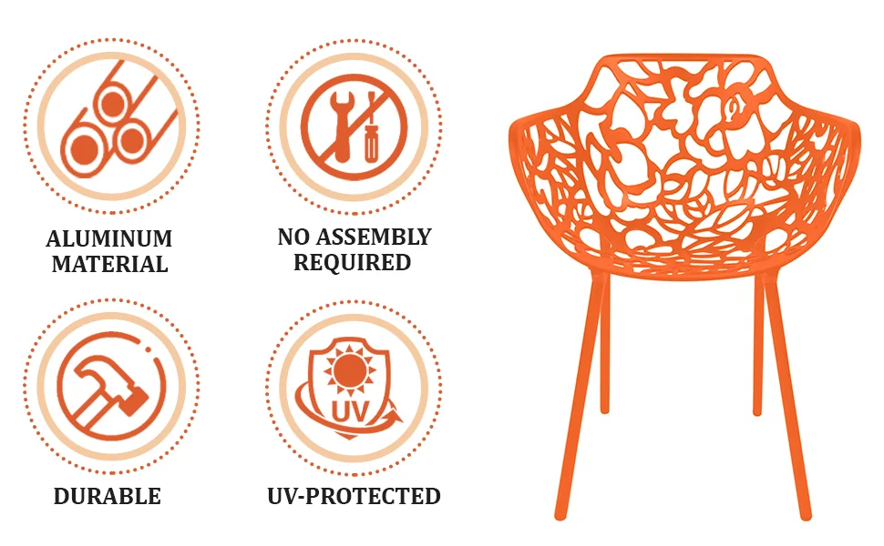 Modern Devon Aluminum Armchair, Set of 4