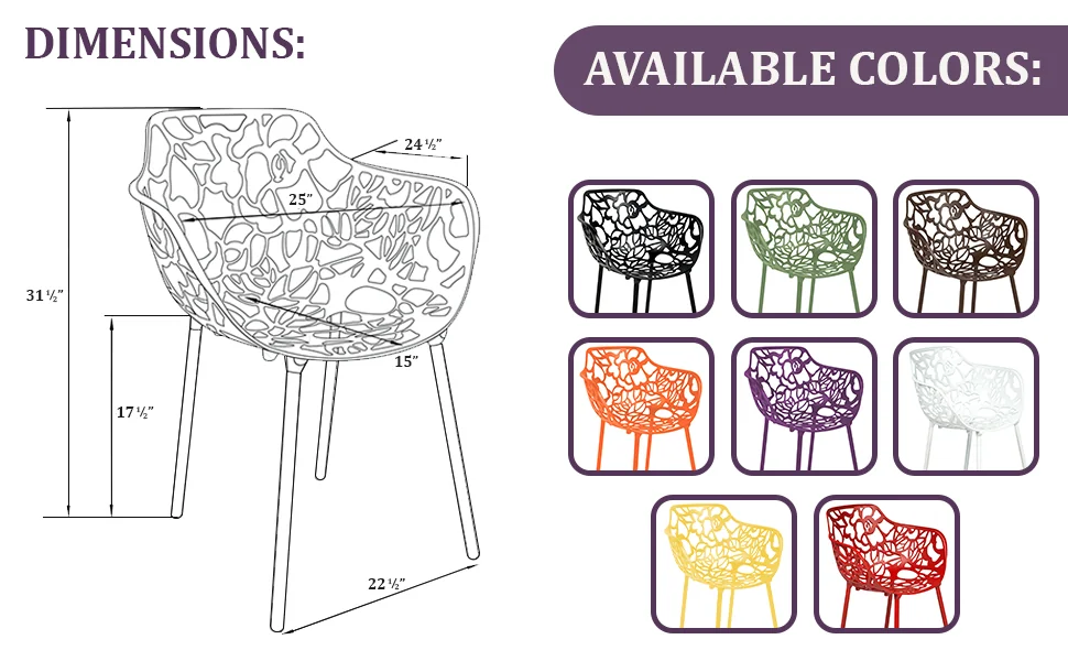 Modern Devon Aluminum Armchair, Set of 2