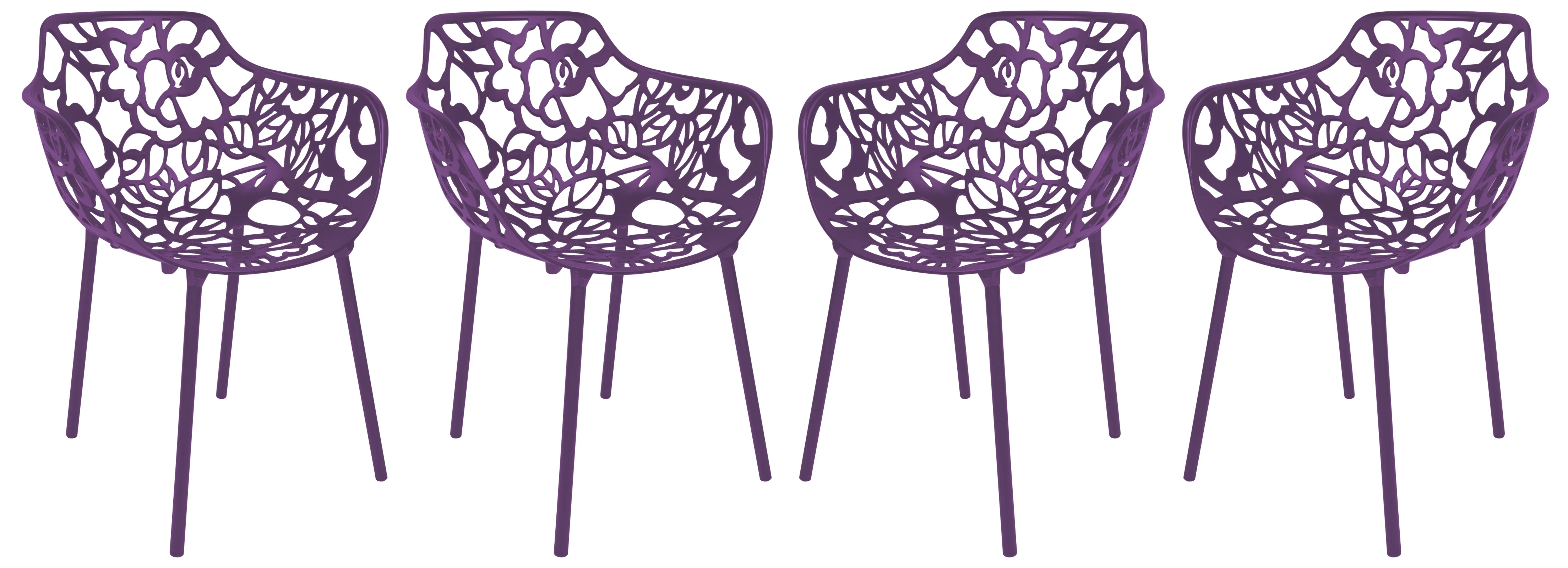 Modern Devon Aluminum Armchair, Set of 4