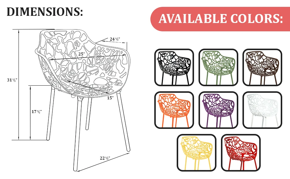 Modern Devon Aluminum Armchair, Set of 2