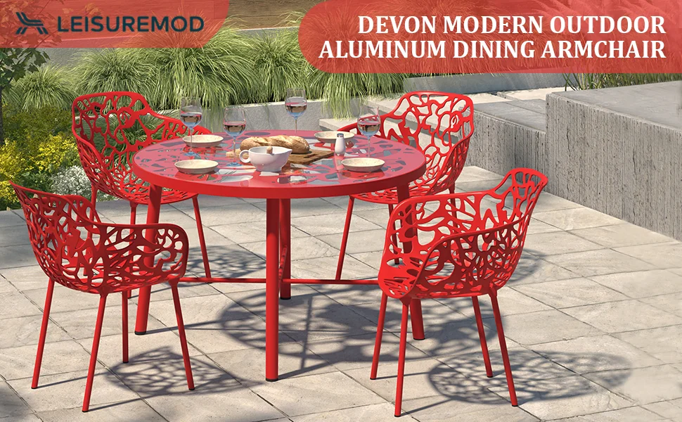 Modern Devon Aluminum Armchair, Set of 4