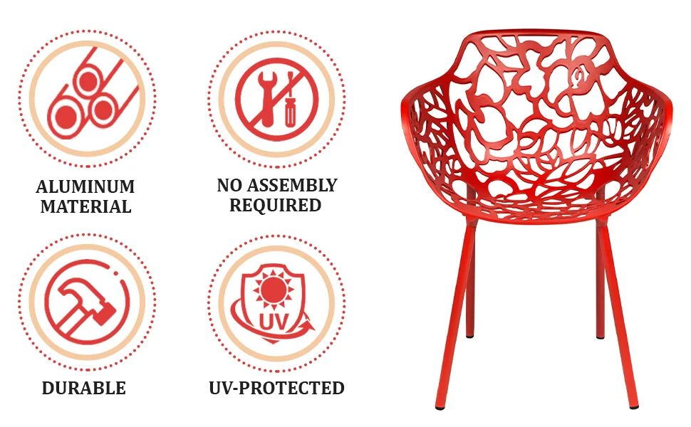 Modern Devon Aluminum Armchair, Set of 4