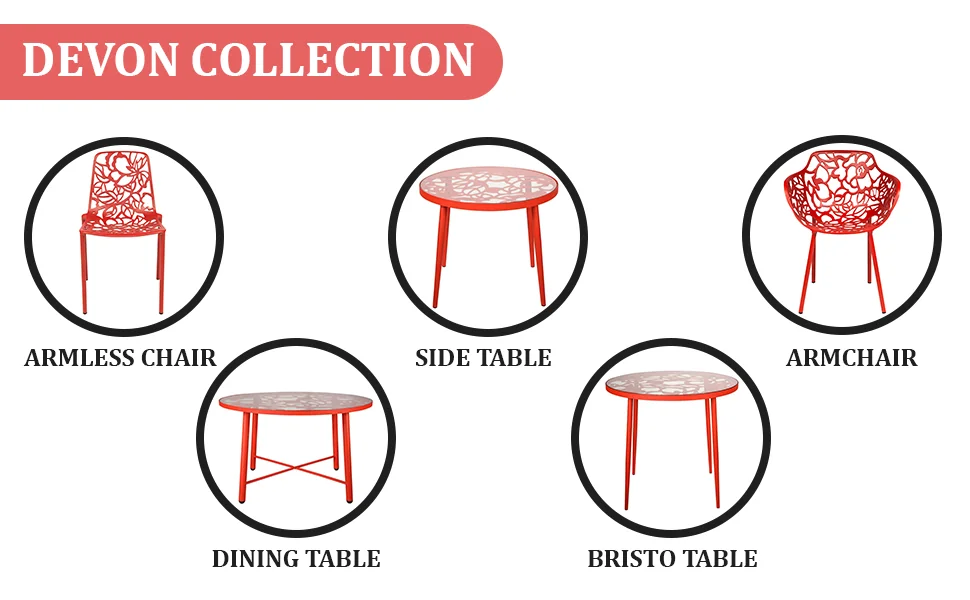 Modern Devon Aluminum Armchair, Set of 4