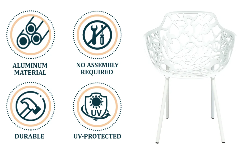 Modern Devon Aluminum Armchair, Set of 4