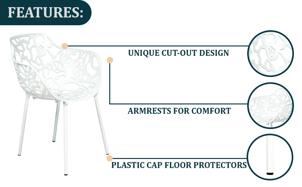 Modern Devon Aluminum Armchair, Set of 4