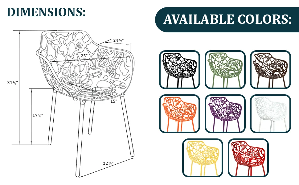 Modern Devon Aluminum Armchair, Set of 4