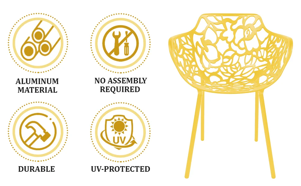 Modern Devon Aluminum Armchair, Set of 2