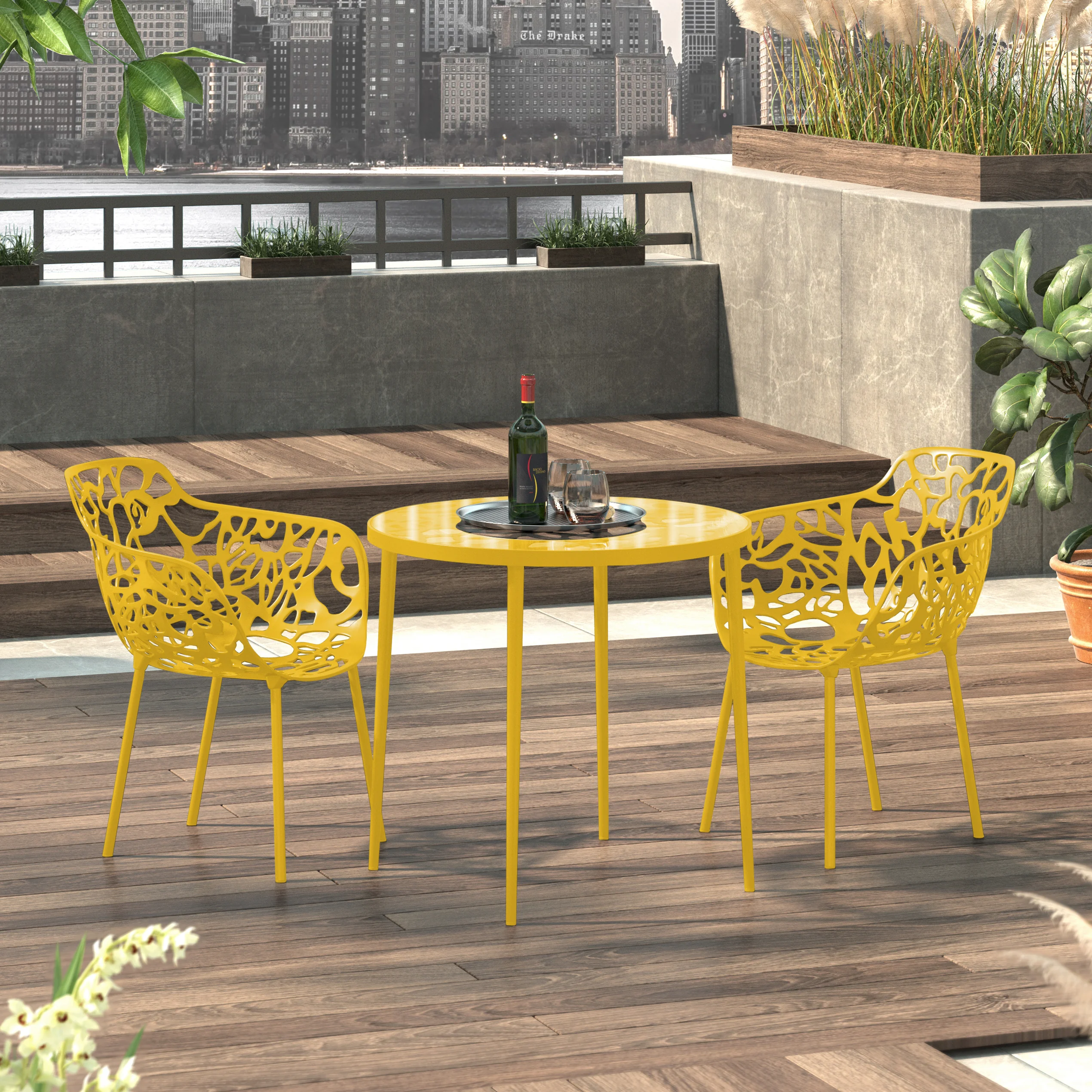 Modern Devon Aluminum Armchair, Set of 2