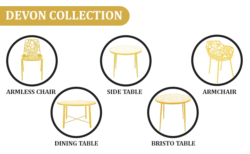 Modern Devon Aluminum Armchair, Set of 2