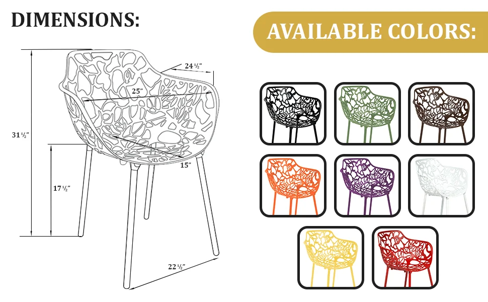 Modern Devon Aluminum Armchair, Set of 4