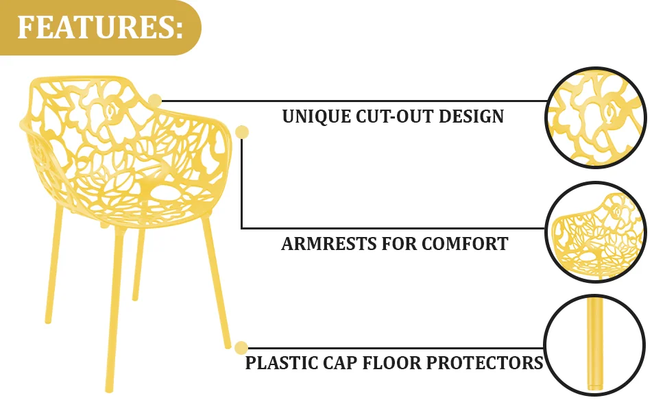 Modern Devon Aluminum Armchair, Set of 4