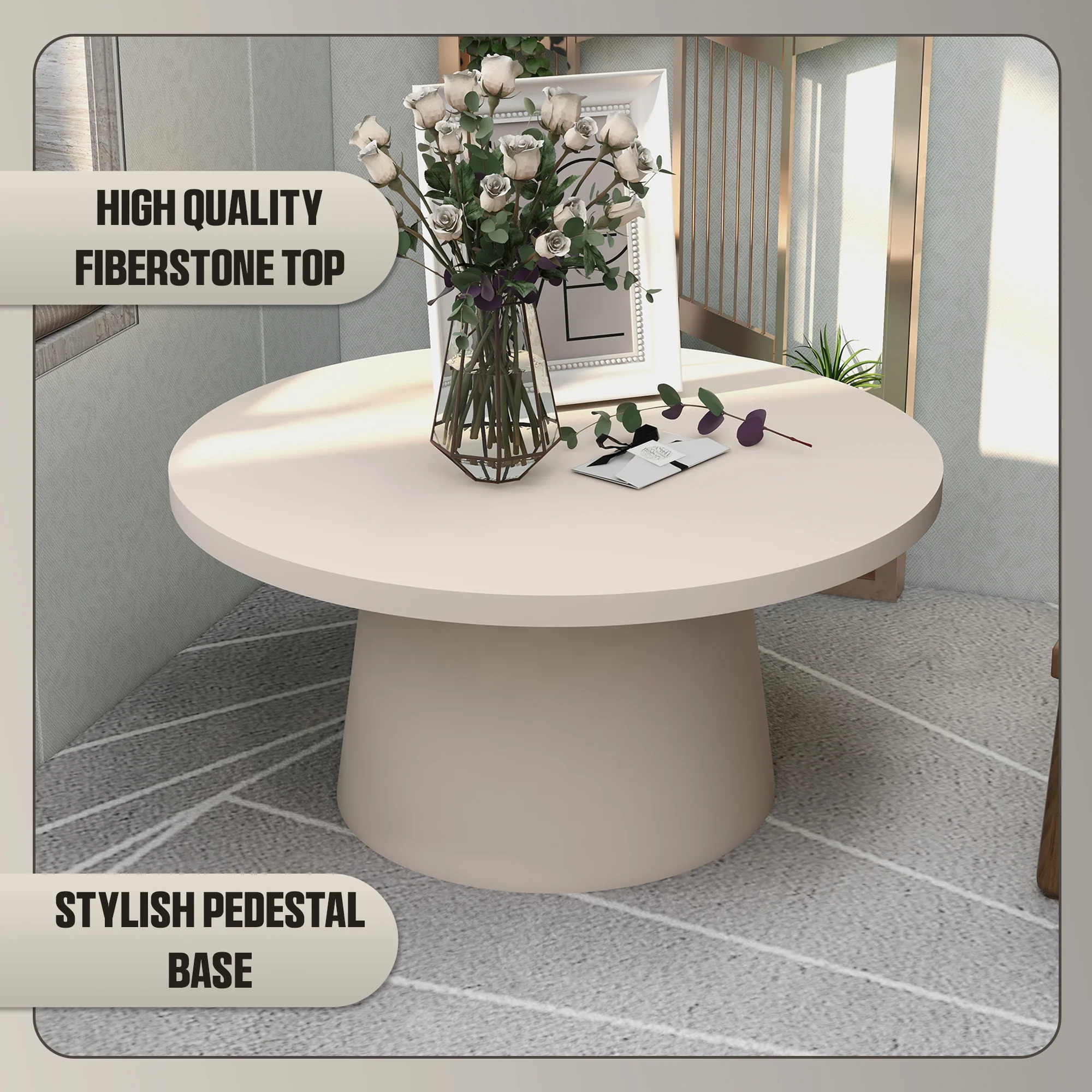 Dune Collection Fiberglass Outdoor Coffee Table In Grey