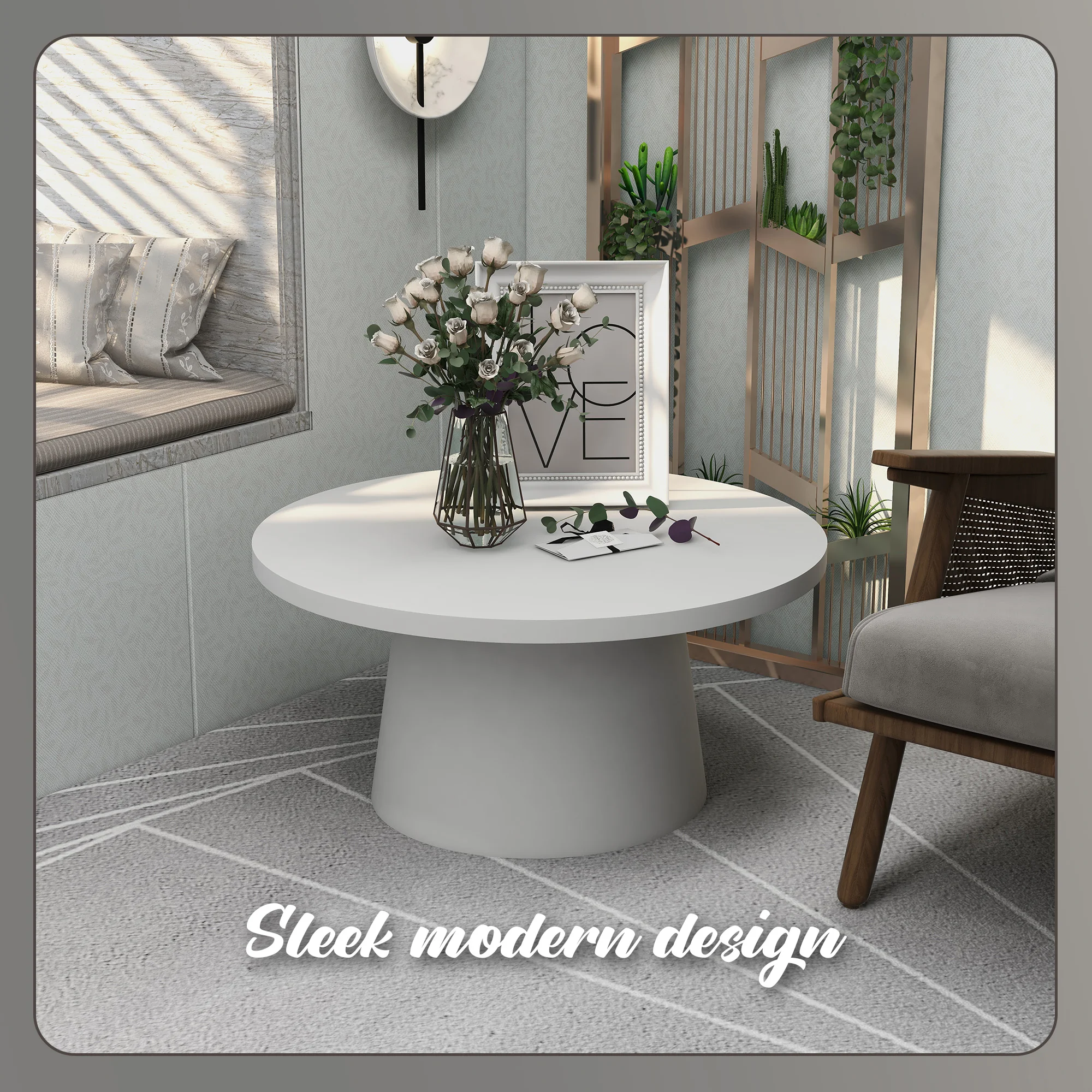 Dune Collection Fiberglass Outdoor Coffee Table In White