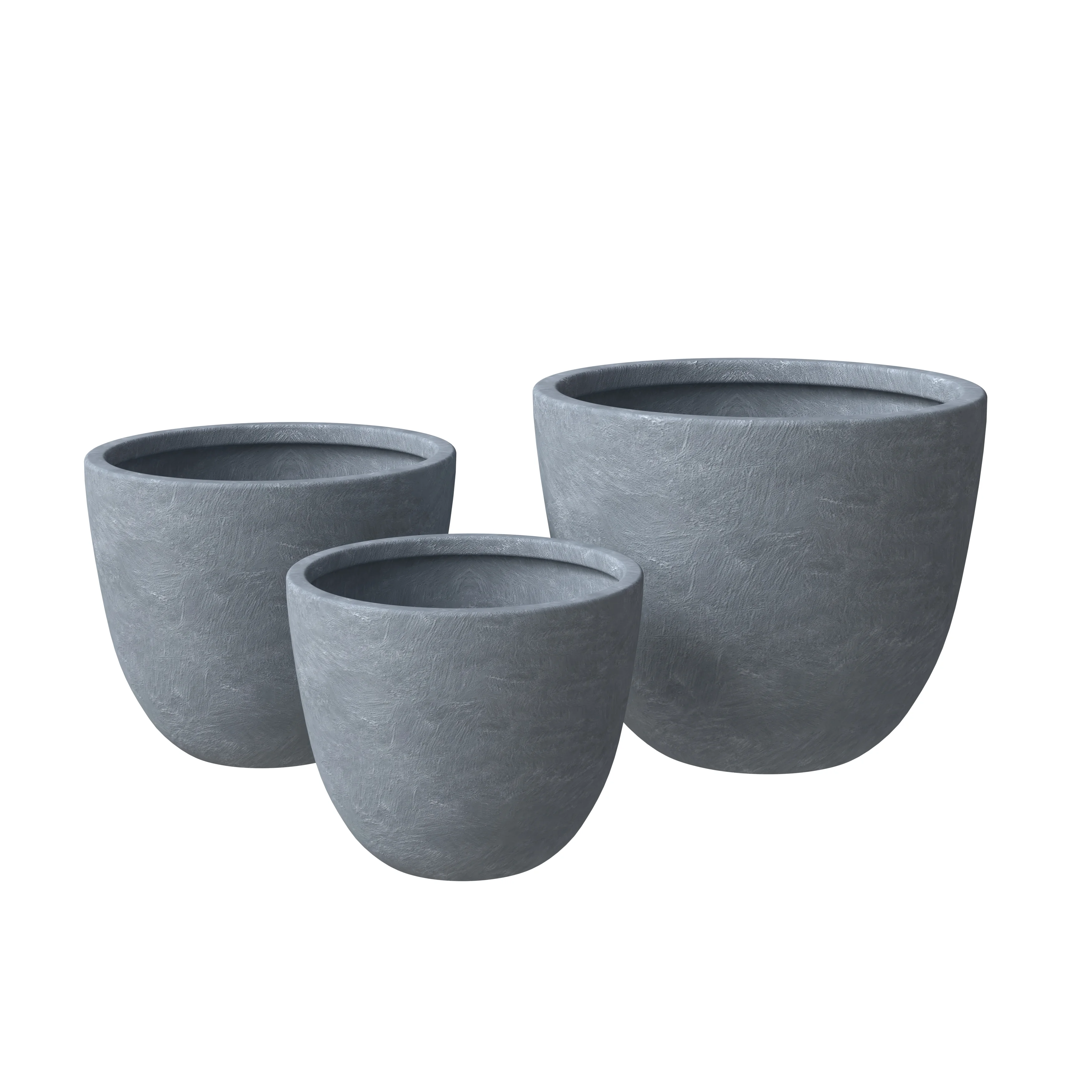 Dahlia Series Poly Stone Planter Set in Aged Concrete