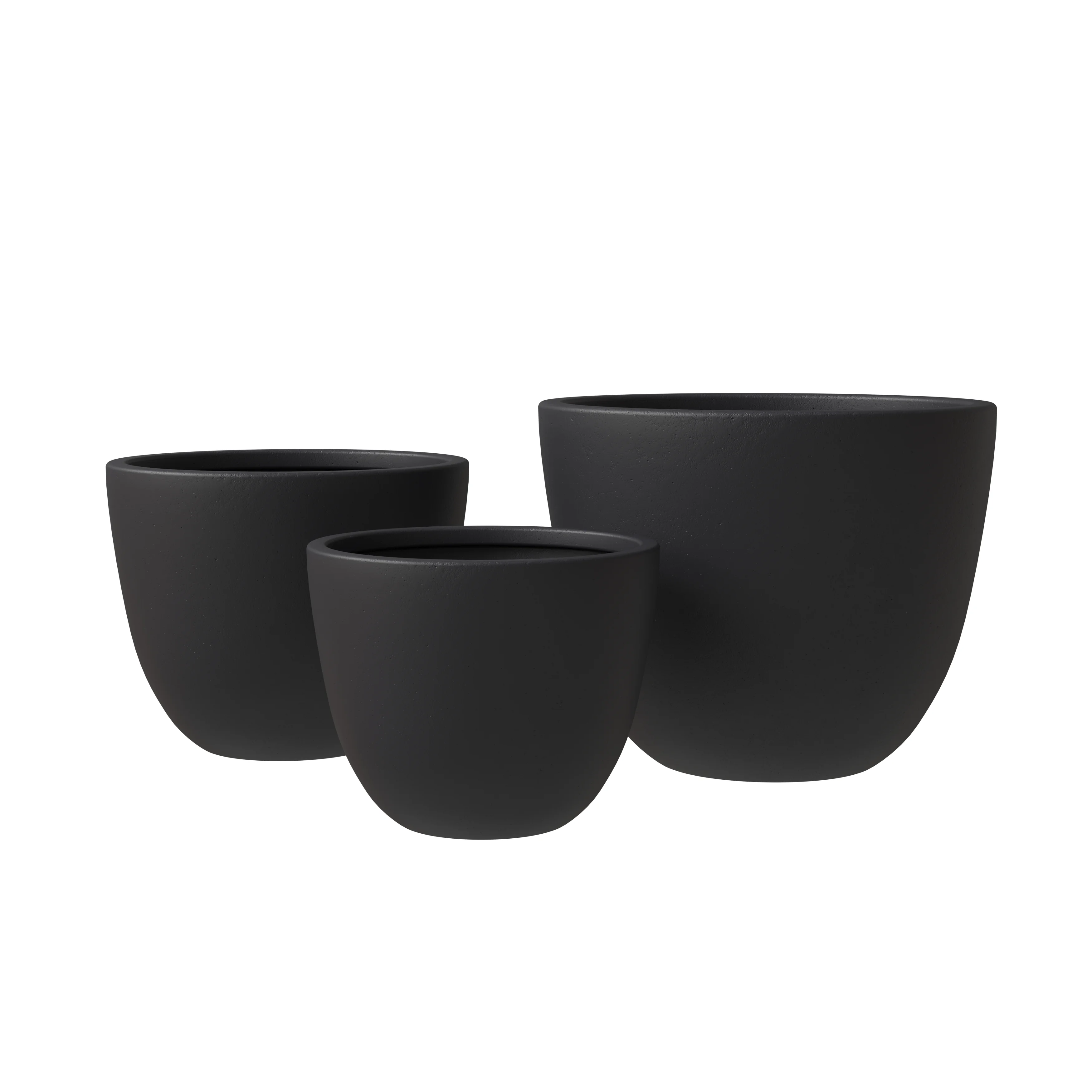 Dahlia Series Poly Stone Planter Set in Black