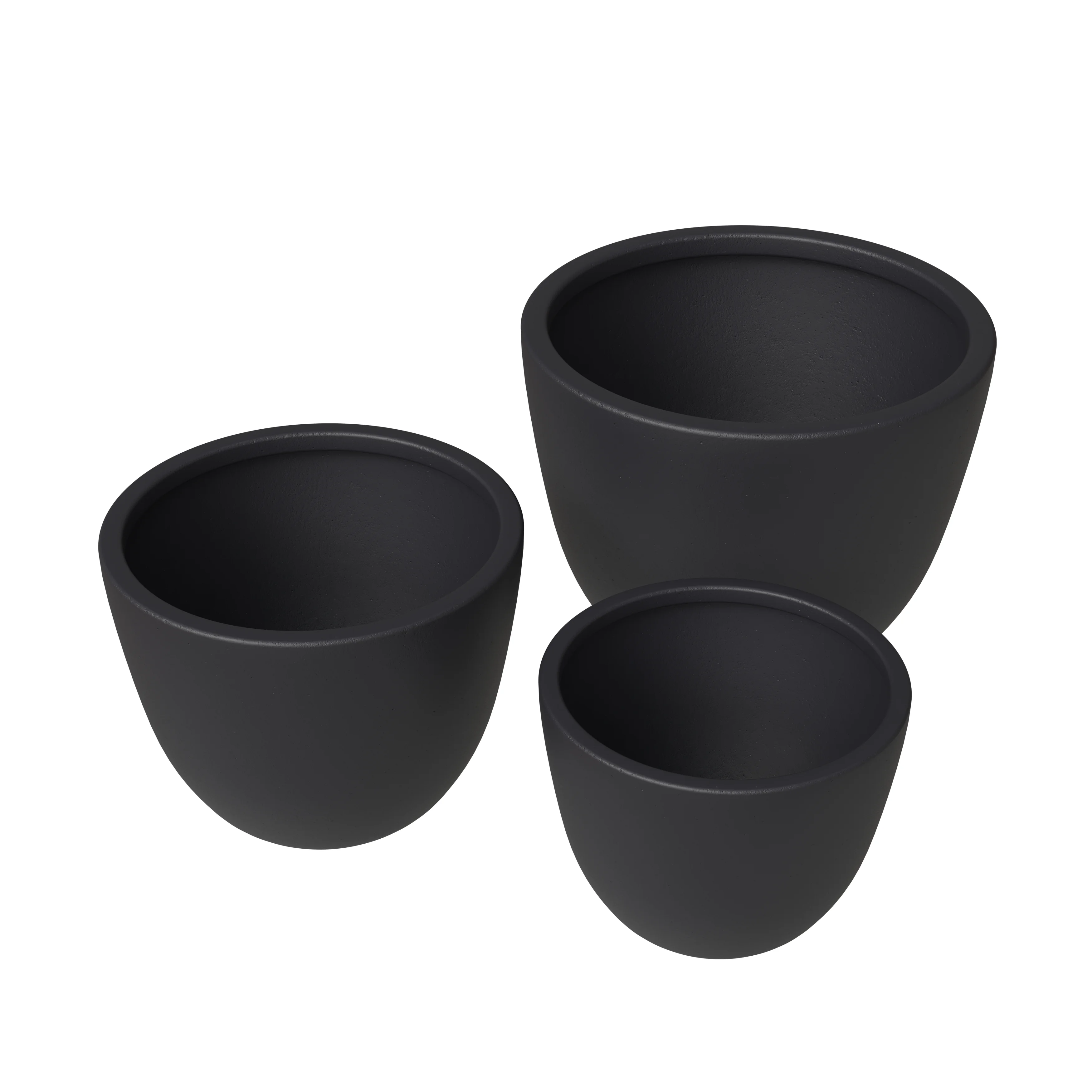 Dahlia Series Poly Stone Planter Set in Black