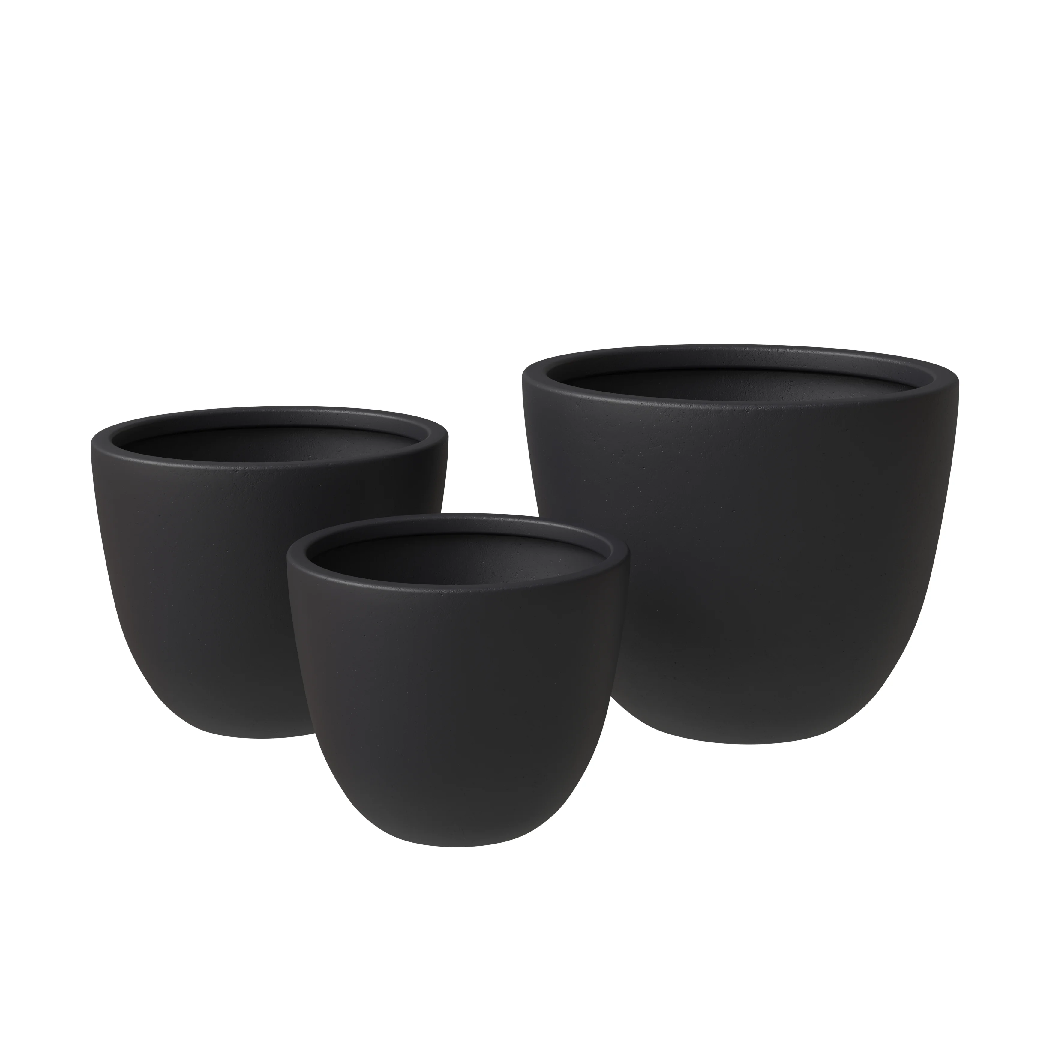 Dahlia Series Poly Stone Planter Set in Black