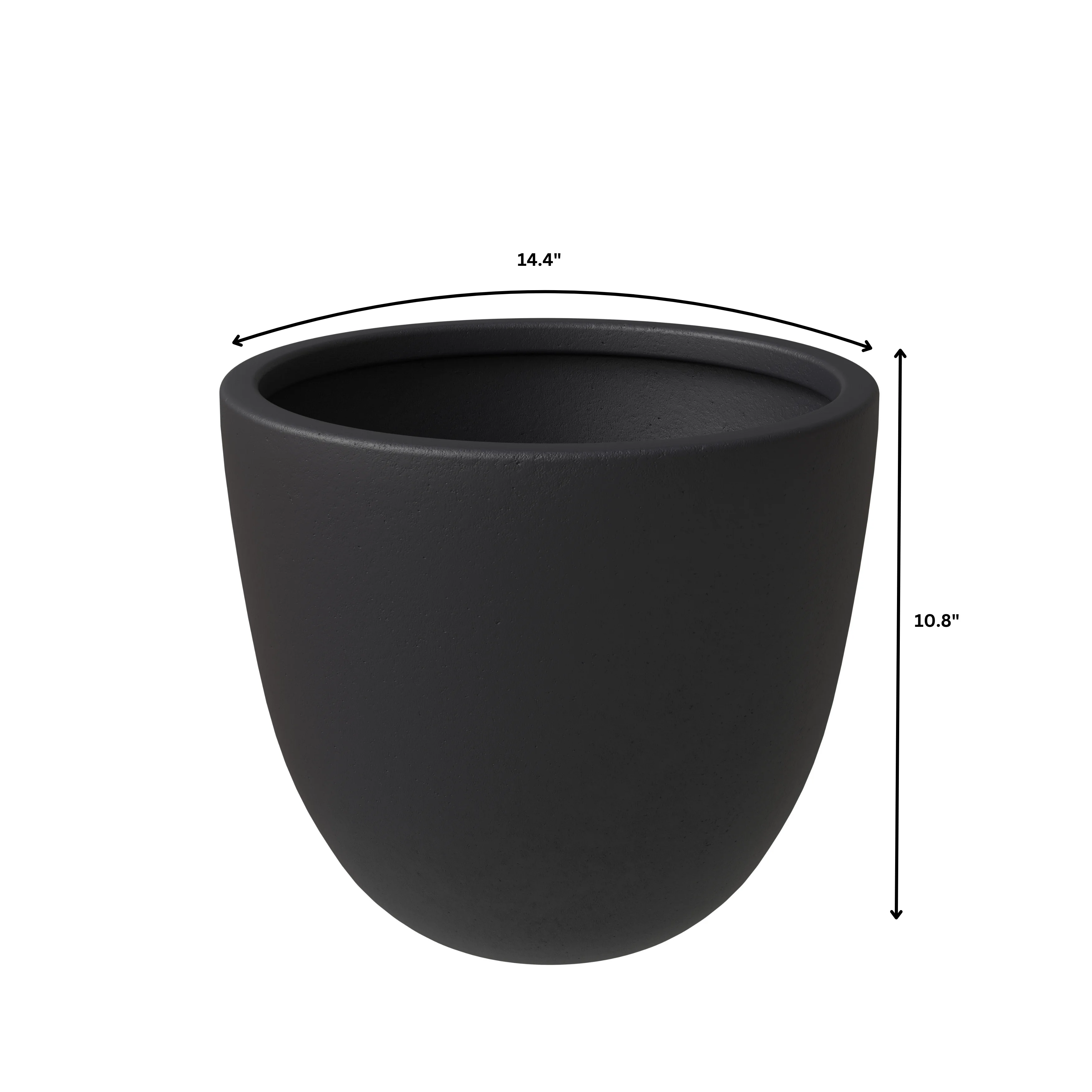 Dahlia Series Poly Stone Planter in Black 14.4 Dia, 10.8 High