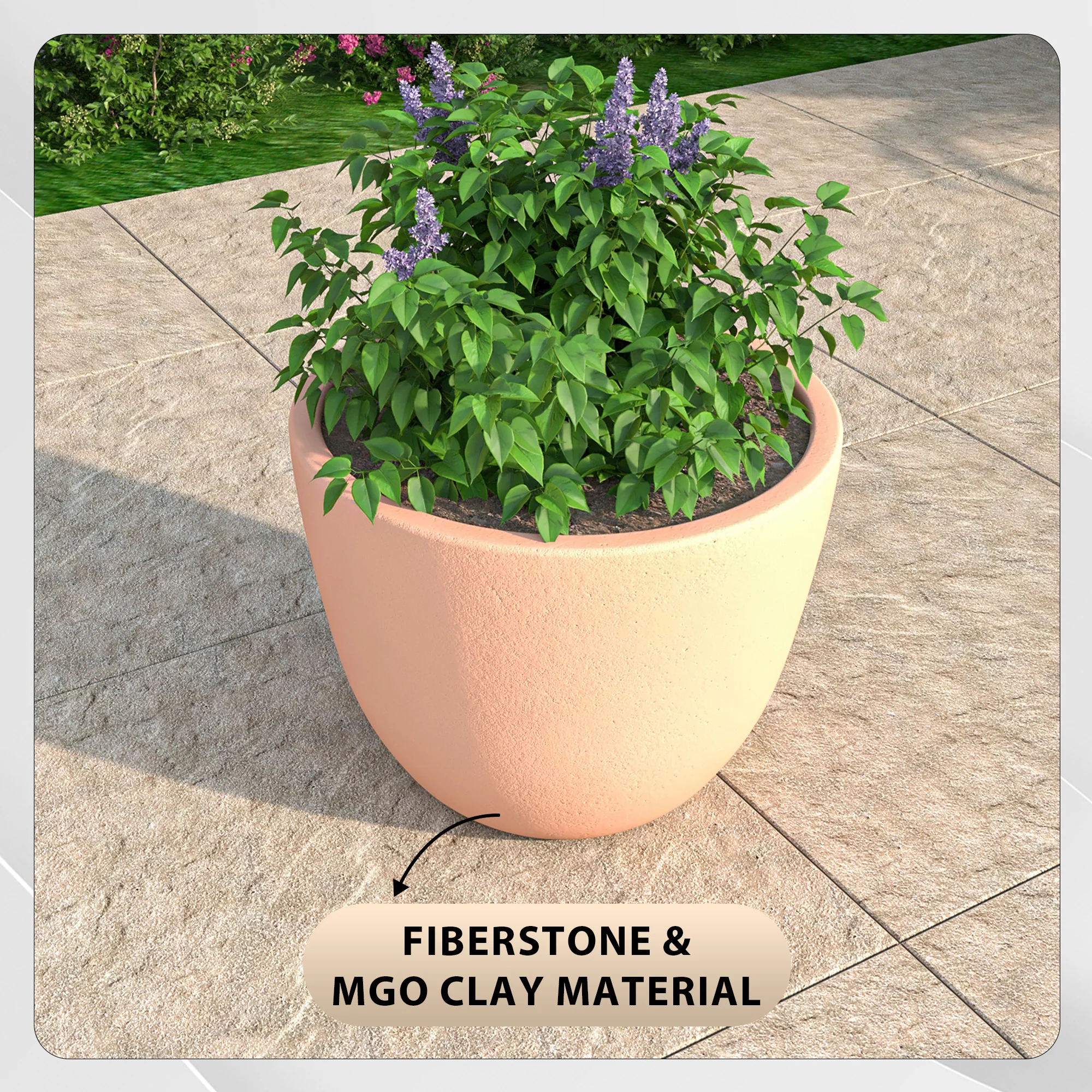 Dahlia Series Poly Stone Planter in TerraCotta Color 14.4 Dia, 10.8 High