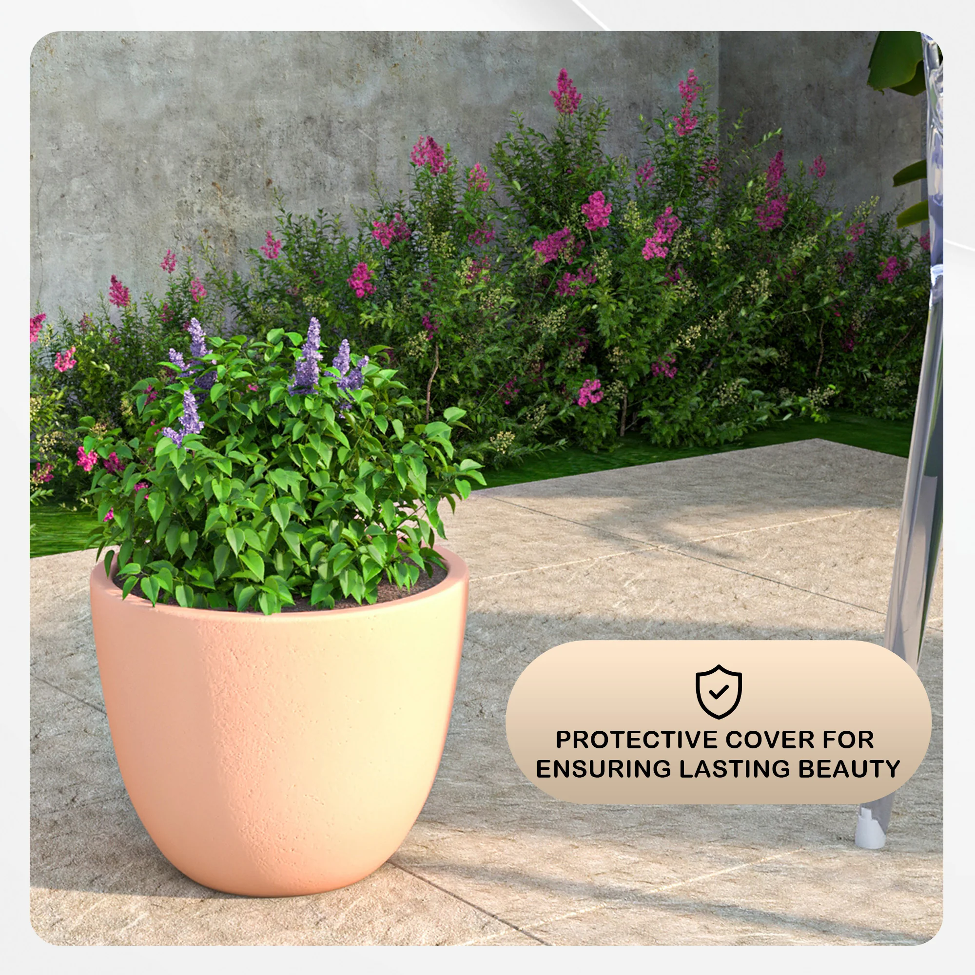 Dahlia Series Poly Stone Planter in TerraCotta Color 14.4 Dia, 10.8 High