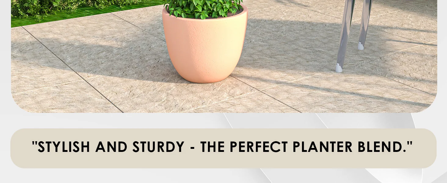 Dahlia Series Poly Stone Planter in TerraCotta Color 14.4 Dia, 10.8 High