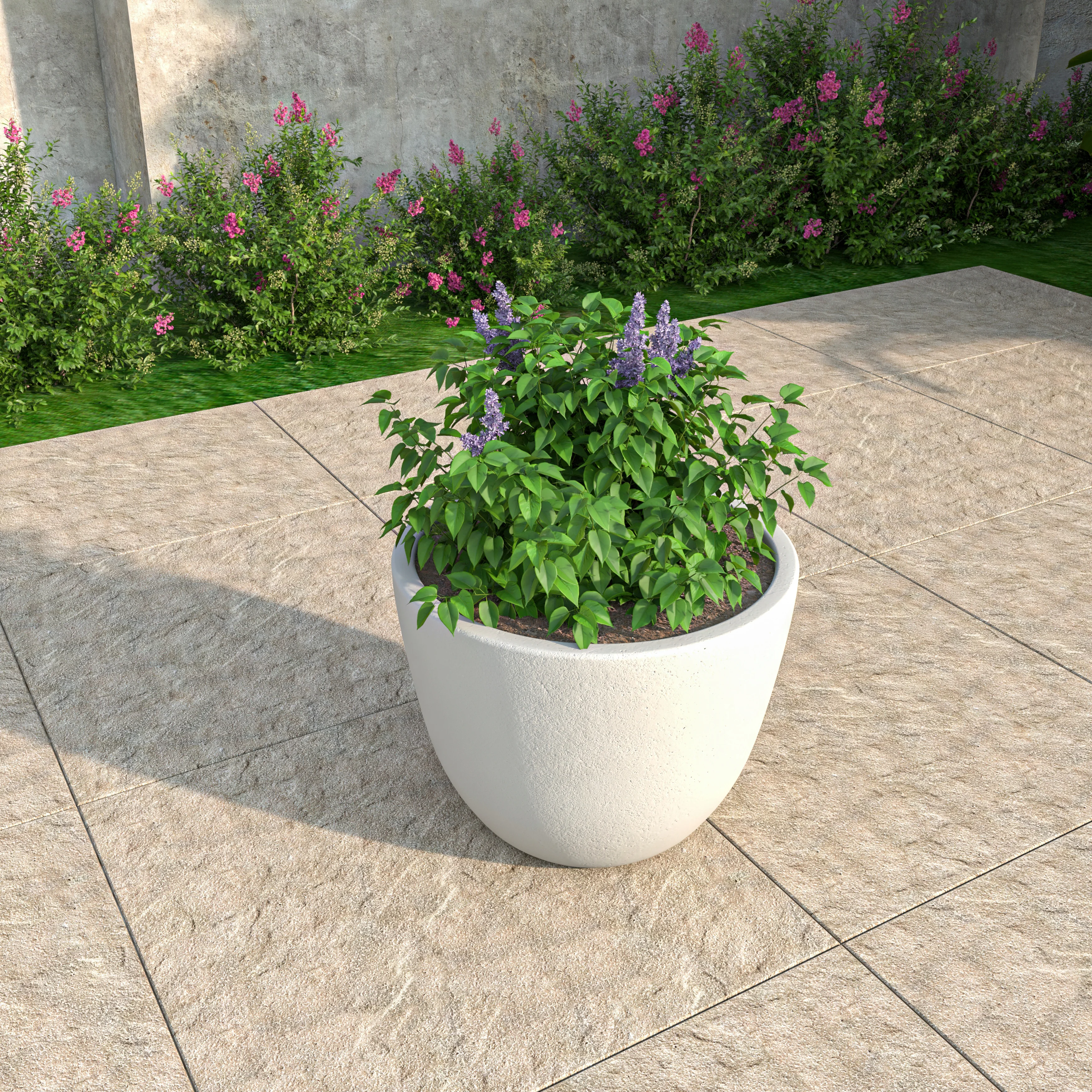 Dahlia Series Poly Stone Planter in White 14.4 Dia, 10.8 High