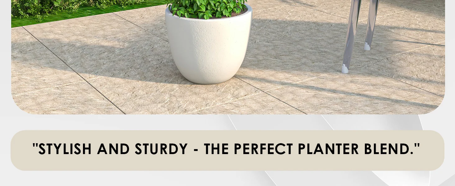 Dahlia Series Poly Stone Planter in White 14.4 Dia, 10.8 High