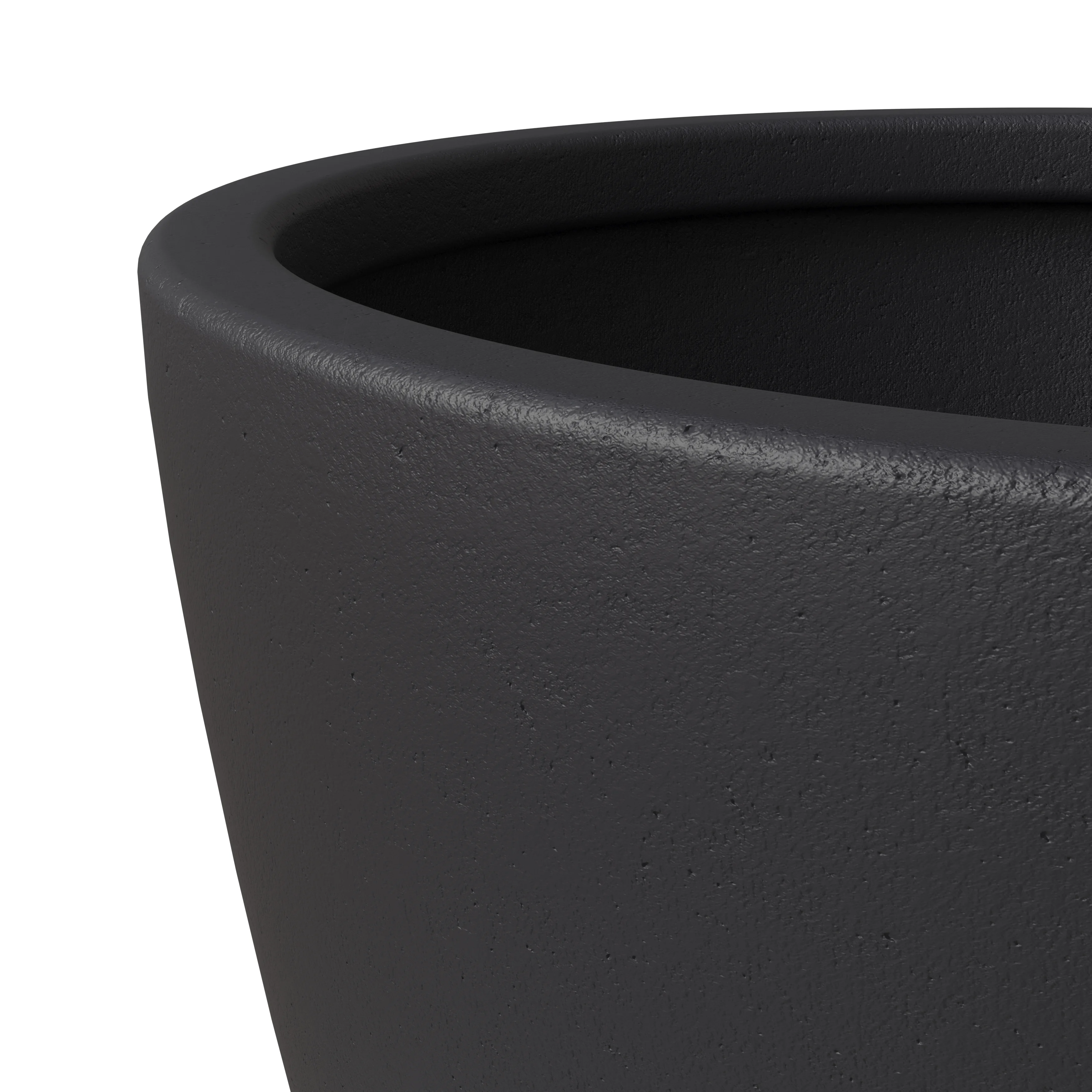 Dahlia Series Poly Stone Planter in Black 17.5 Dia, 13.6 High
