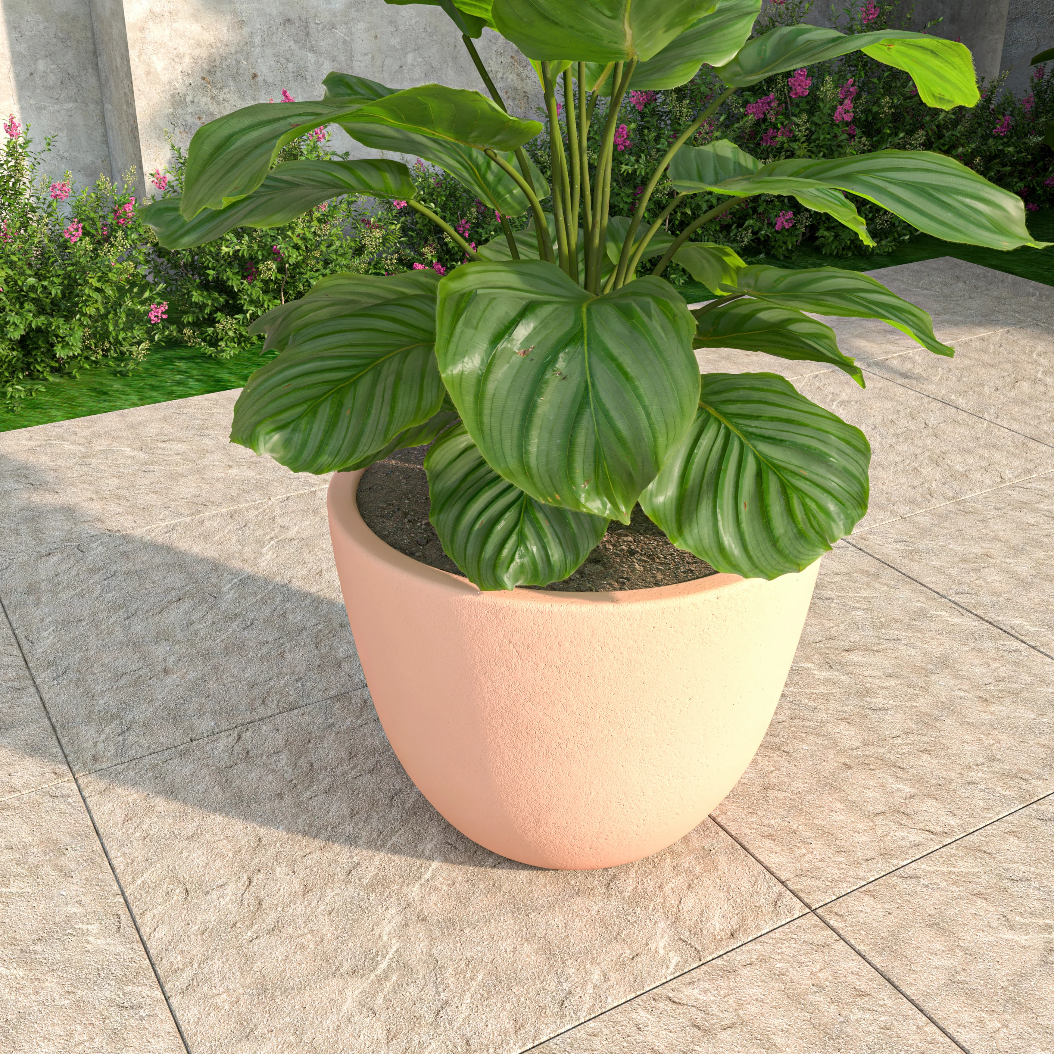 Dahlia Series Poly Stone Planter in TerraCotta Color 17.5 Dia, 13.6 High