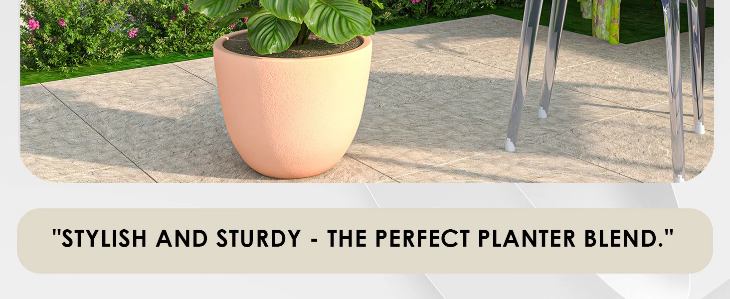 Dahlia Series Poly Stone Planter in TerraCotta Color 17.5 Dia, 13.6 High