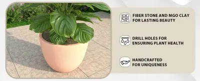 Dahlia Series Poly Stone Planter in TerraCotta Color 17.5 Dia, 13.6 High