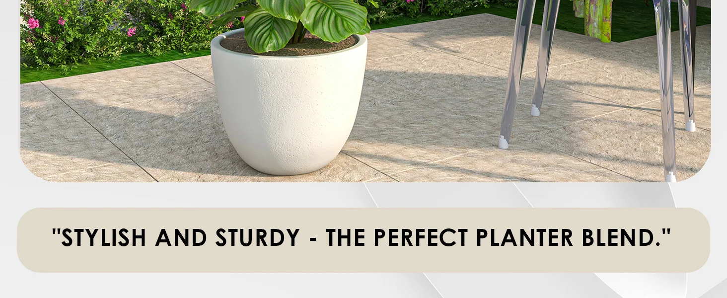 Dahlia Series Poly Stone Planter in White 17.5 Dia, 13.6 High