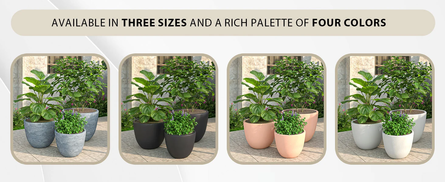 Dahlia Series Poly Stone Planter in Aged Concrete 21.3 Dia, 15.7 High